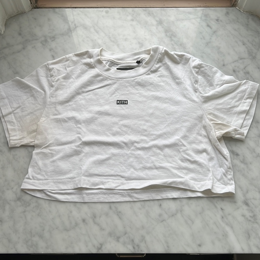 KITH WHITE CROPPED TEE SZ S